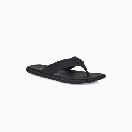 UGG Seaside Leather - Flip Flops Herre - Svart (NO-M783)